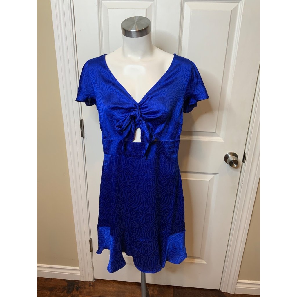 Michael Kors Royal Blue Jacquard Cutout Tie-Front Dress Nwt $165, Size 4